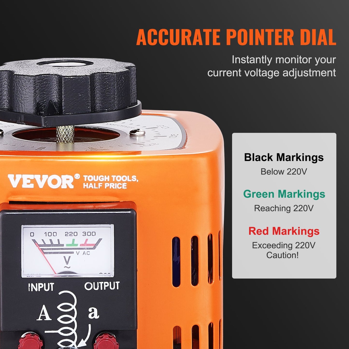 500VA Auto Variable Voltage Transformer, 1.7 Amp, 230V Input 0-300V Output AC Voltage Regulator Power Supply, with 4 Extra Fuses Thermal Control Switch for Home Industrial Office, CE-Certified