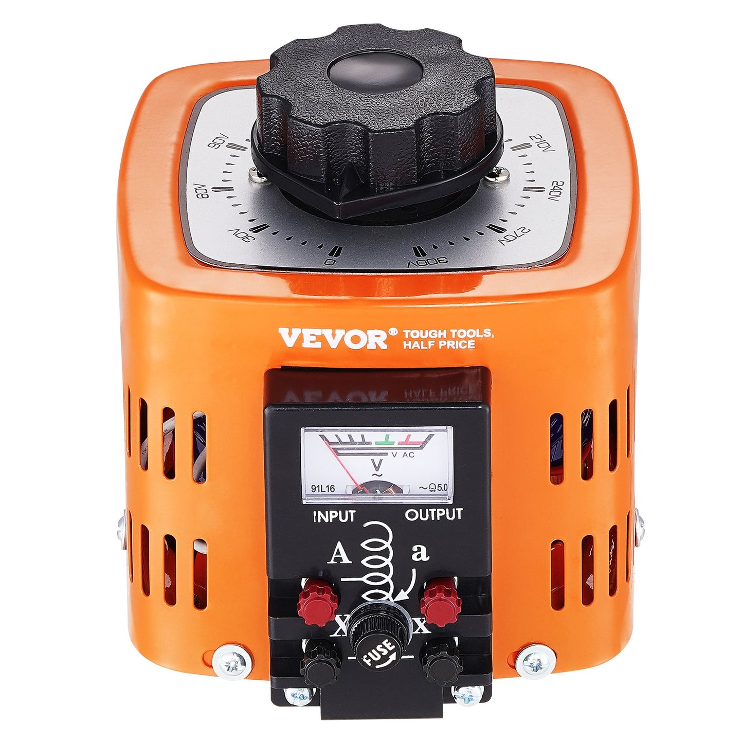 500VA Auto Variable Voltage Transformer, 1.7 Amp, 230V Input 0-300V Output AC Voltage Regulator Power Supply, with 4 Extra Fuses Thermal Control Switch for Home Industrial Office, CE-Certified