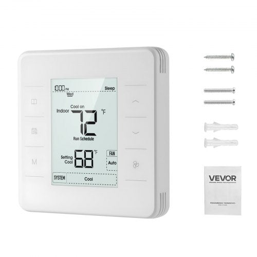 7-Day Programmable Thermostat, Home Thermostats for Heat Pump,Air Conditioner,Underfloor Heating, LED Screen with Backlight & 1Cool+1Heat,Energy-Efficient,Wide Temp Range,White
