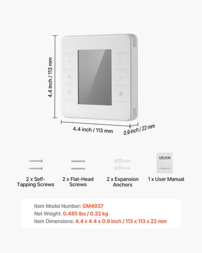 7-Day Programmable Thermostat, Home Thermostats for Heat Pump,Air Conditioner,Underfloor Heating, LED Screen with Backlight & 1Cool+1Heat,Energy-Efficient,Wide Temp Range,White