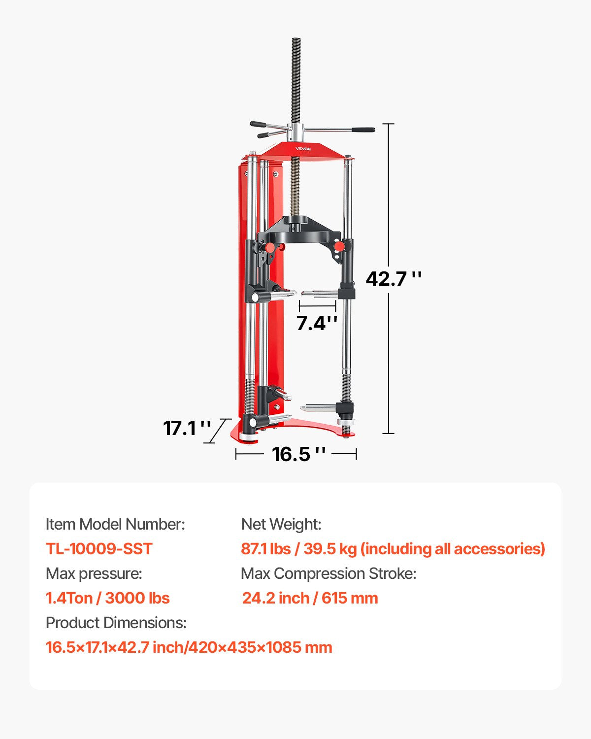 Strut Spring Compressor, 4-level Adjustment, Strut Compressor with Versatile Mounting Options & Multi-Purpose Hooks for Compressing Coil Springs up to 3,000 lbs, Fit for SUVs, Trucks, Pickups