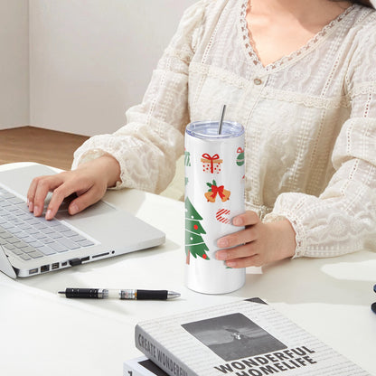 12er-Packung Sublimationsbecher, 591,5 ml, doppelwandige Edelstahlbecher mit Strohhalm, Deckel, Bürste, Boden, Schrumpffolie und Geschenkbox, geeignet für Transferpressen und Wärmetransfer.