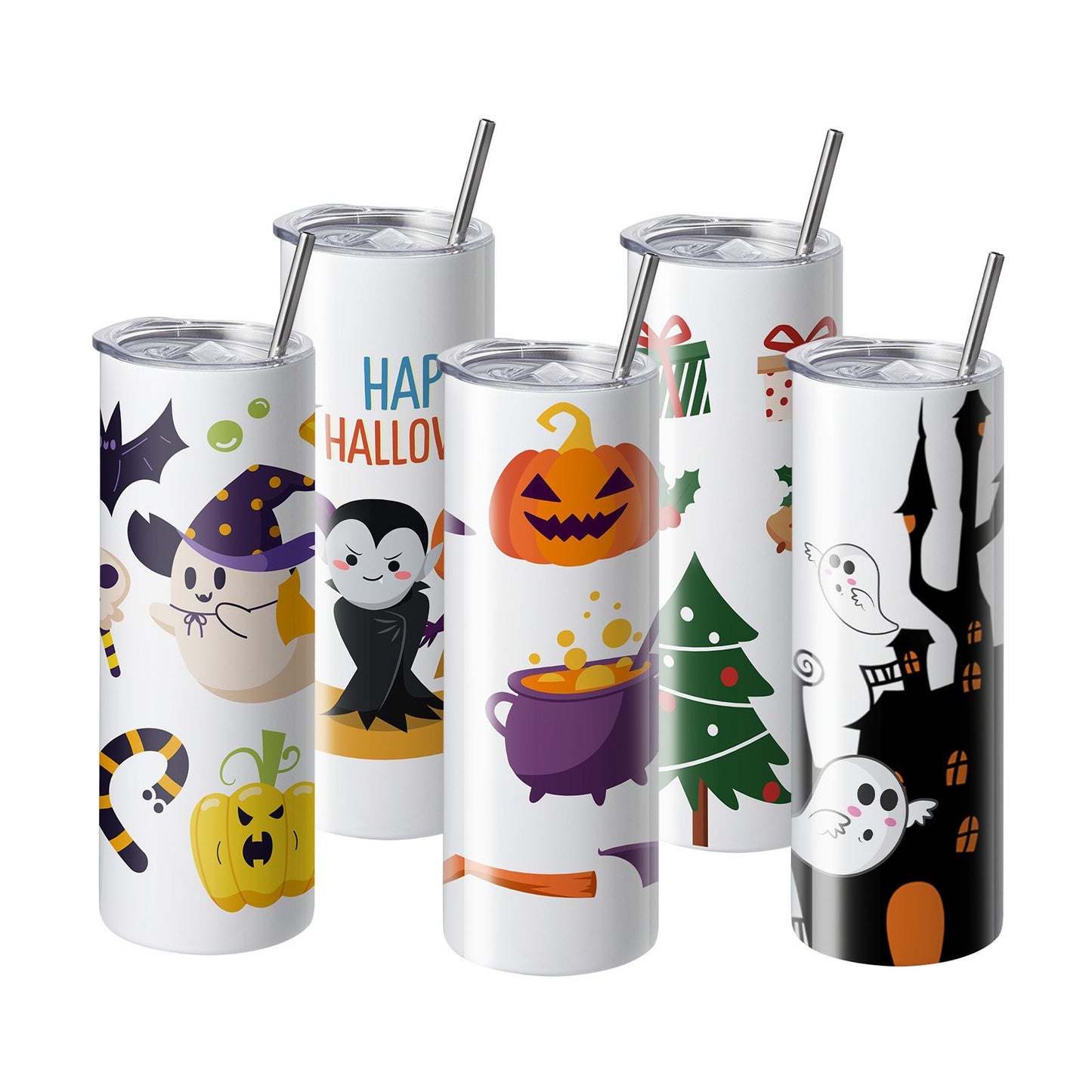 12er-Packung Sublimationsbecher, 591,5 ml, doppelwandige Edelstahlbecher mit Strohhalm, Deckel, Bürste, Boden, Schrumpffolie und Geschenkbox, geeignet für Transferpressen und Wärmetransfer.