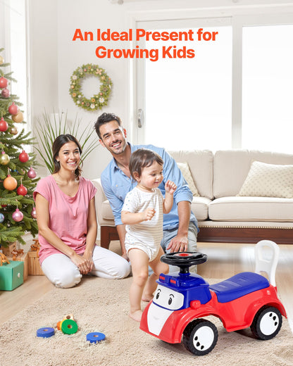 Ride On Toddler Push Car, Push Car for Toddler 19 to 36 Months, Kids Ride On Toy with Music & Under-seat Storage, 25 kg Load Capacity, Foot-to-Floor Walker for Toddlers Boys Girls, Red