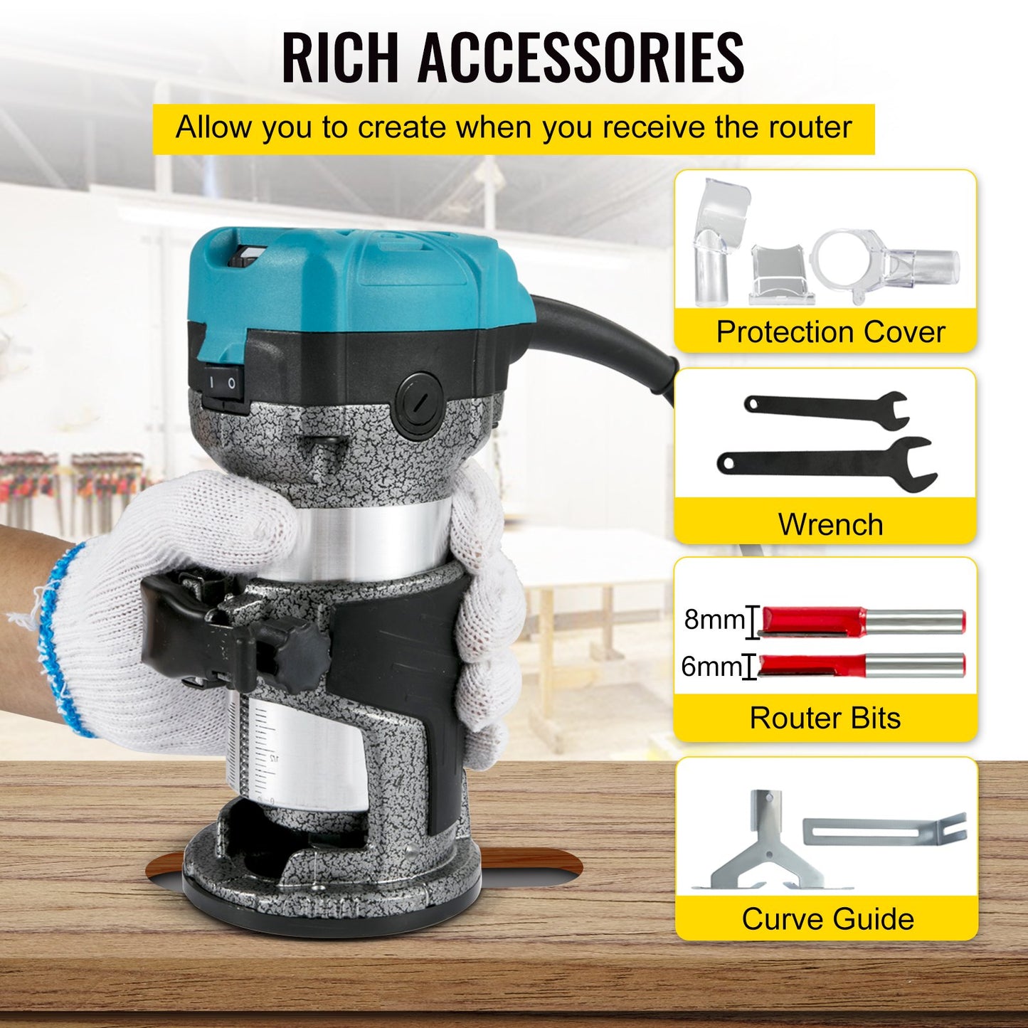 Router Tool, 710W Wood Router, Router for Woodworking with 3 Router Collets, Wood Router Tool with Fixed & Plunge & Tilt & Offset Base, Woodworking Router with Aluminum Shell & Variable Rotating