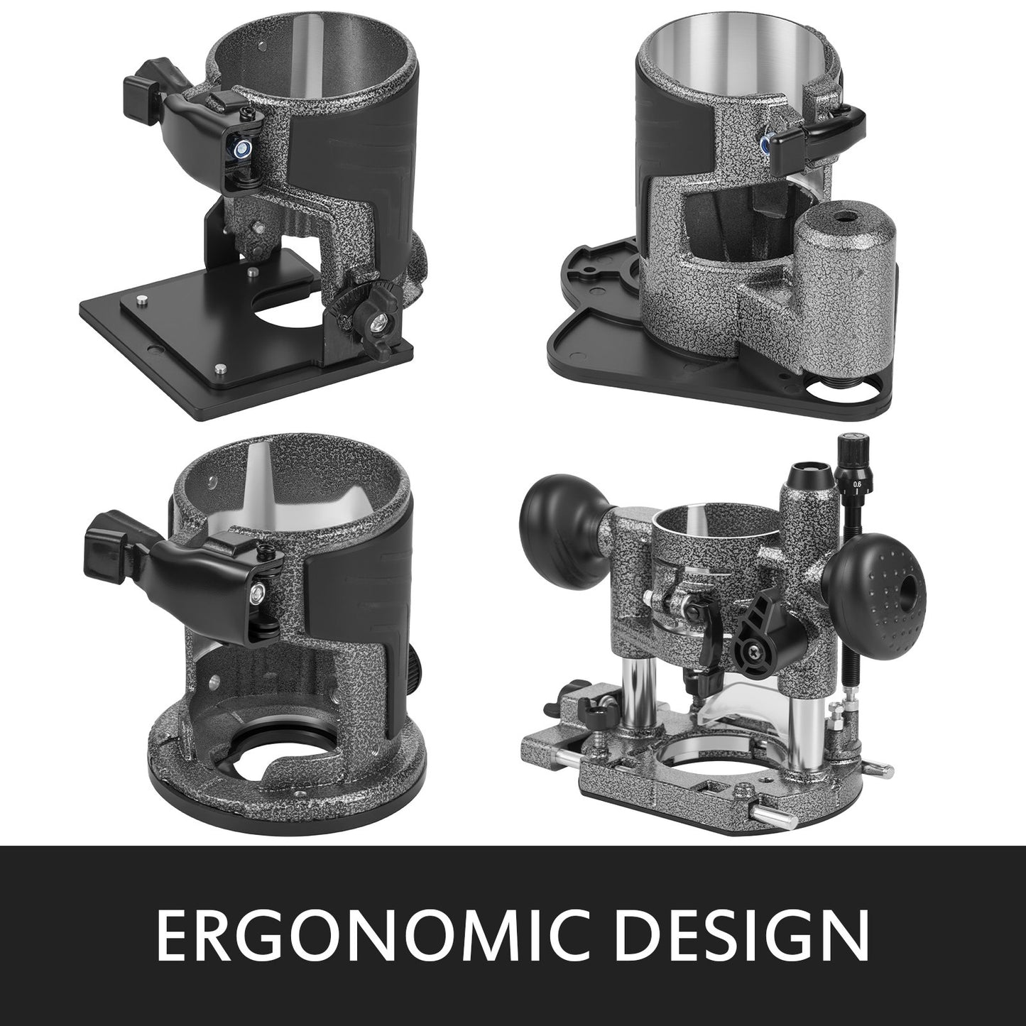 Wood Trimmer Wood Router Tool Kit Electric Hand Trimmer Wood Laminator Router Tool 710W Max Torque 30,000RPM Variable Speed Compact Router Kit with 4 Bases