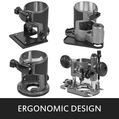 Wood Trimmer Wood Router Tool Kit Electric Hand Trimmer Wood Laminator Router Tool 710W Max Torque 30,000RPM Variable Speed Compact Router Kit with 4 Bases