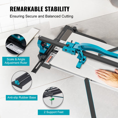 Manual Tile Cutter, 1200mm, Porcelain Ceramic Tile Cutter with Tungsten Carbide Cutting Wheel, Infrared Positioning, Anti-Skid Feet, Durable Rails for professional installers or beginners
