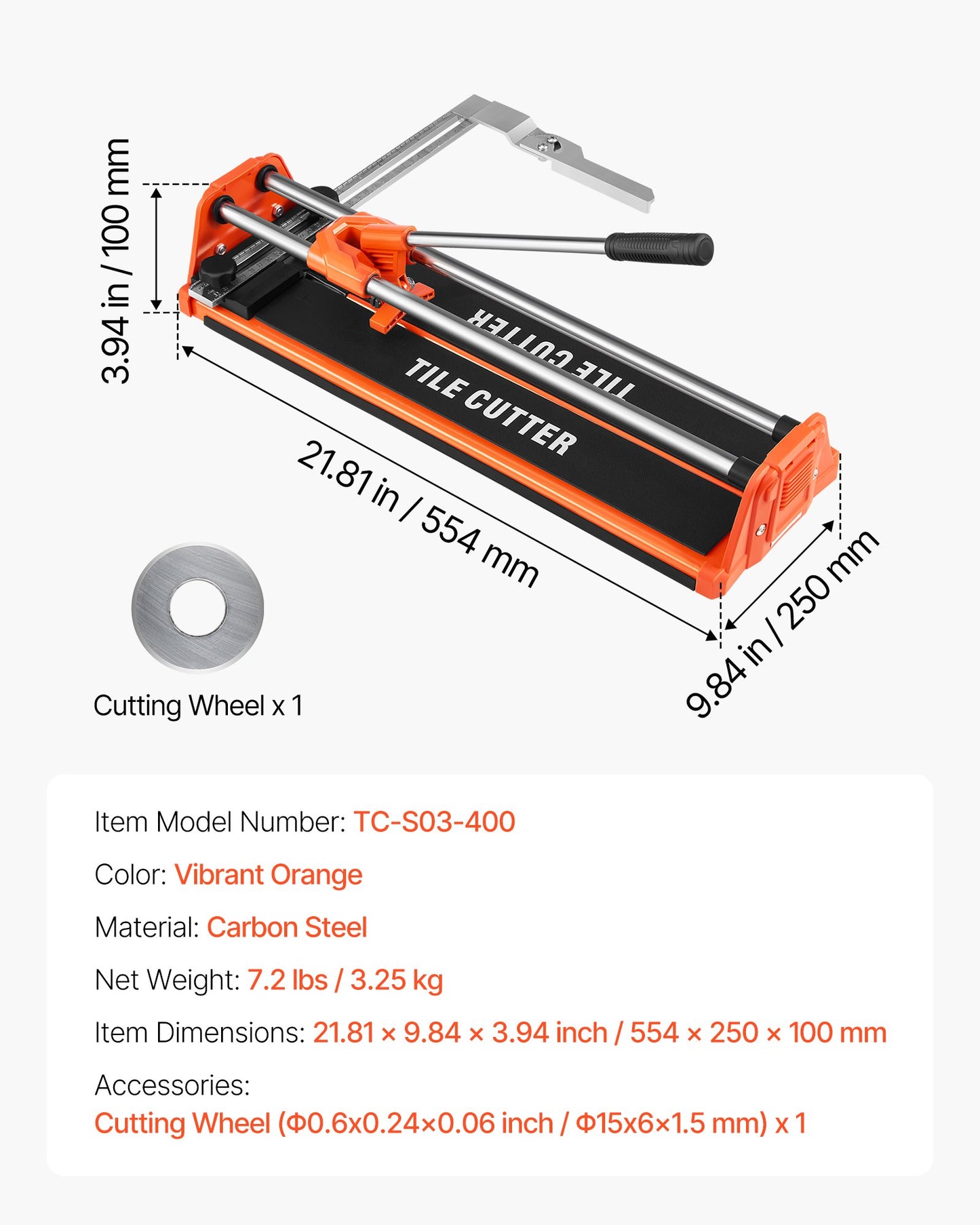 430mm Manual Tile Cutter for Wall & Polished Tiles,Double Rails for Precise Cutting, Tungsten Carbide Wheel,Non-Slip Handle,Anti-Displacement Pressure Rod,Precise Cuts for Pros & Beginners
