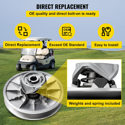 Golf Cart High Torque Driven Clutch for Club Car DS & Precedent 1997 to Up Club Car 4-Cycle Gas Golf Cart Model, Silver