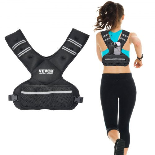 Adjustable Weighted Vest, 20-32lb Weight Vest with 6 Ironsand Weights and Reflective Stripe, Body Weight Vest Exercise Set for Men Women, Workout Equipment for Strength Training Running Jogging