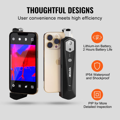 Thermal Imaging Camera for Android & IOS, 256 x 192 IR Resolution Wireless Infrared Thermal Imager with WiFi & Visual Camera, 25Hz Refresh Rate Thermal Camera for Smartphone, -4°F-1022°F, IP54