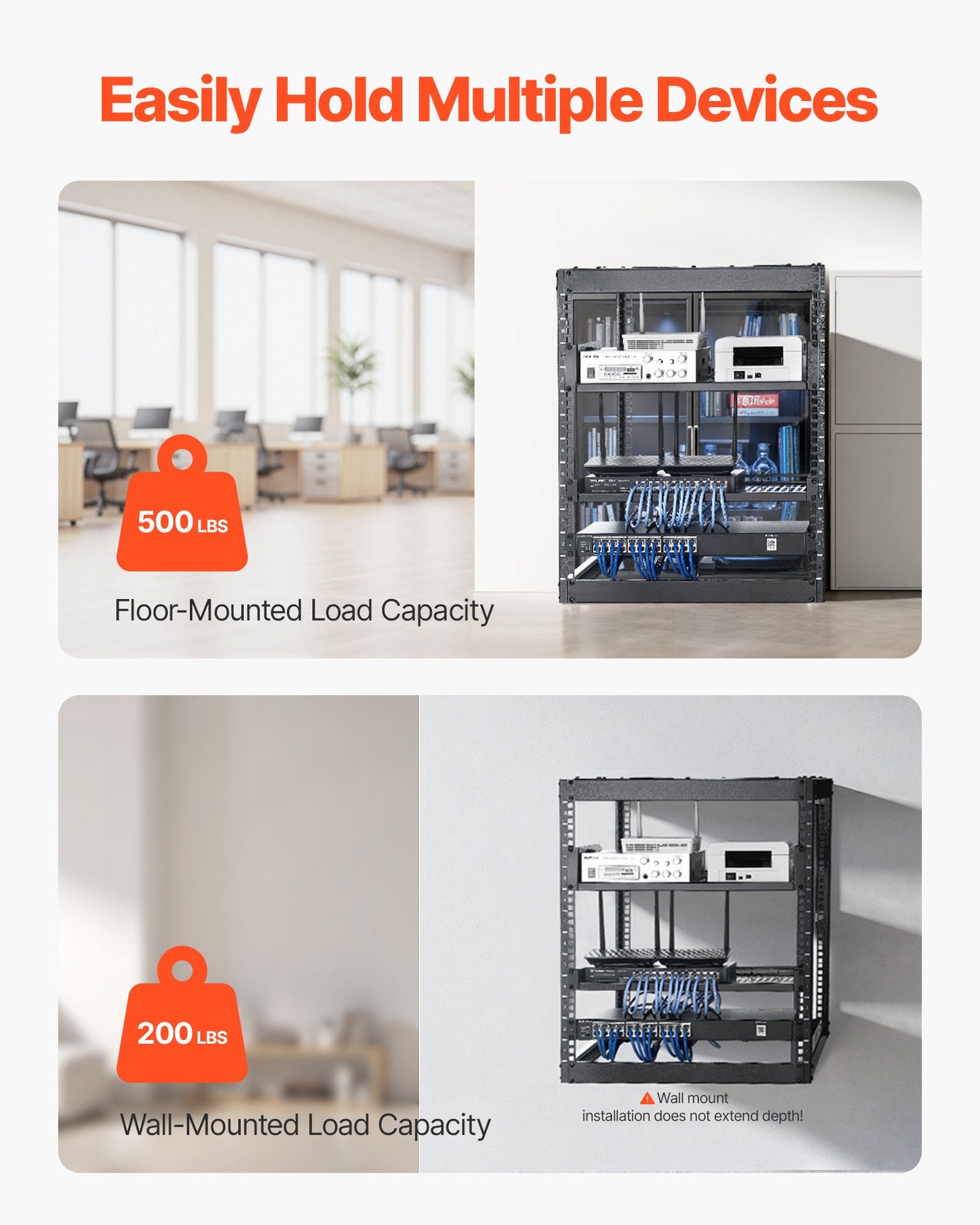 12 HE Open-Frame-Netzwerkschrank, 585 mm Tiefe, Wand- oder Standmontage, robustes 4-Pfosten-System, mit belüfteten Regalböden und Montagematerial, bietet Platz für Ihre gesamte Netzwerk-, IT- und AV-Ausrüstung.