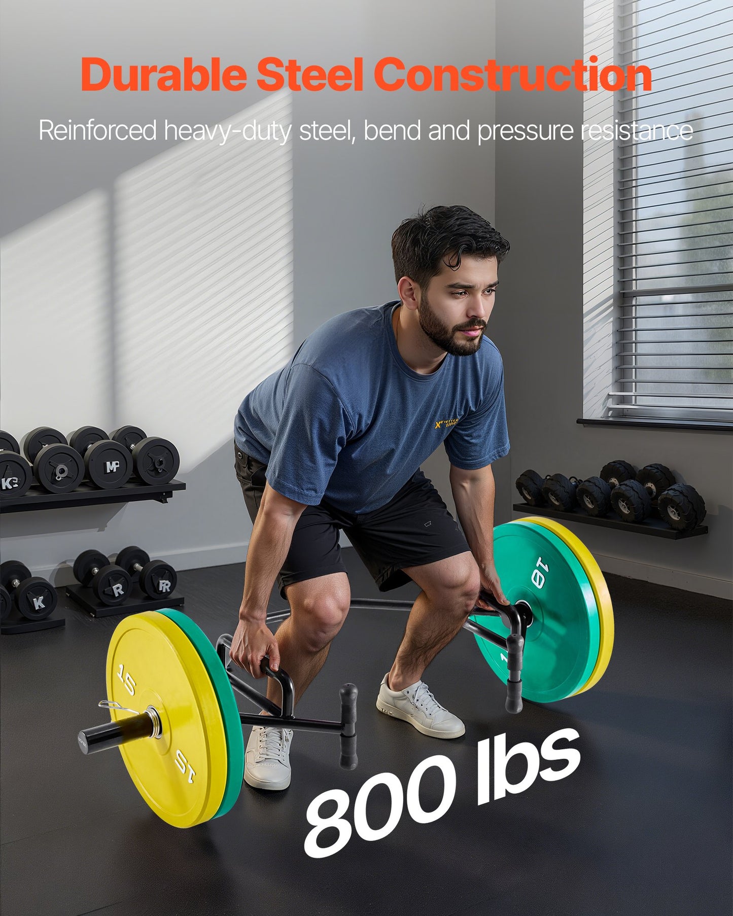 Trap Bar Hex Bar, Open-Ended Frame Hex Barbell, 50mm 360 kg Capacity Shrug Bars with Knurled Grips, Weightlifting and Strength Training Equipment, Home Gym for Squats Deadlifts Shoulder Press