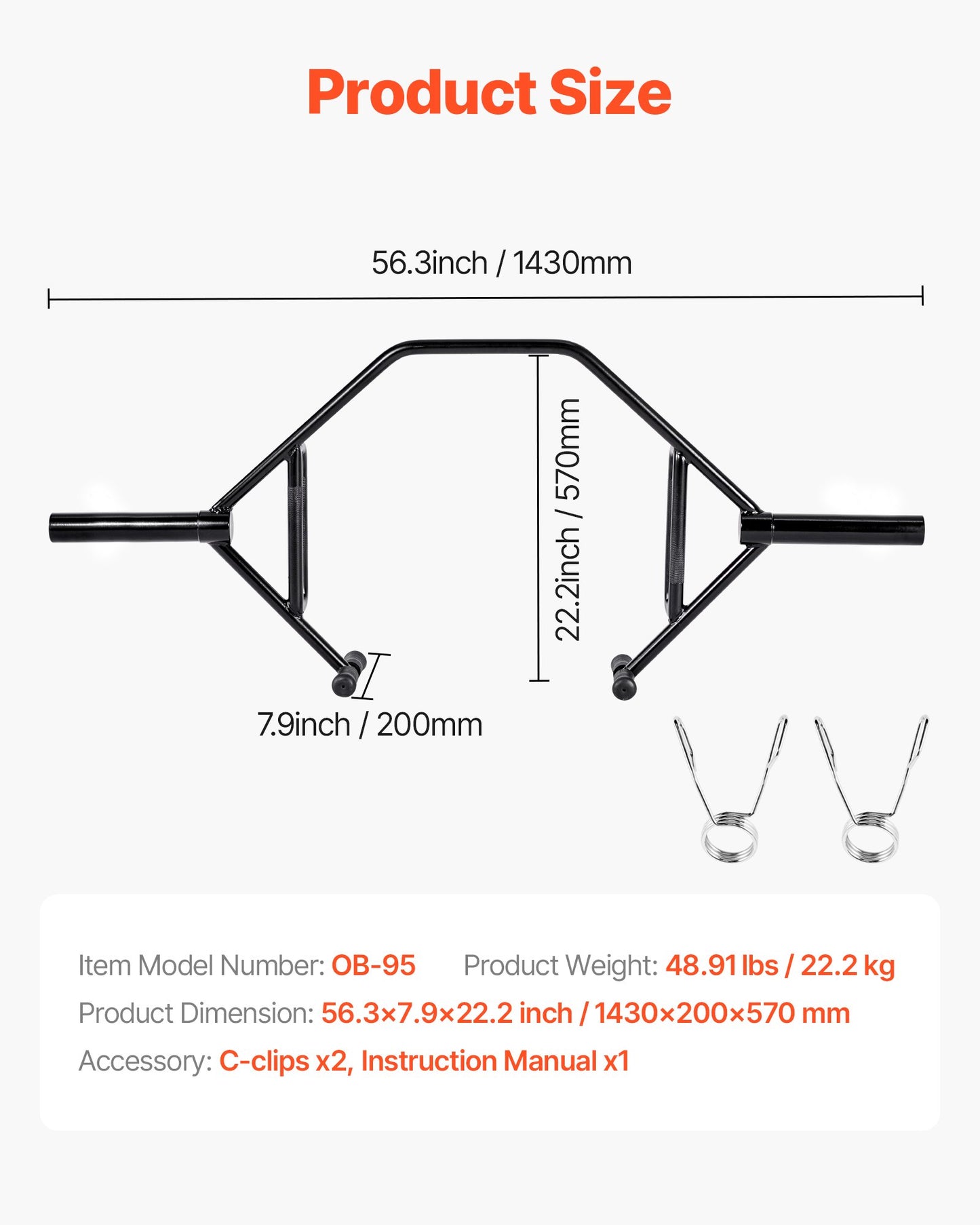 Trap Bar Hex Bar, Open-Ended Frame Hex Barbell, 50mm 360 kg Capacity Shrug Bars with Knurled Grips, Weightlifting and Strength Training Equipment, Home Gym for Squats Deadlifts Shoulder Press