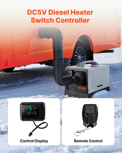 Diesel Air Heater Controller, DC5V Universal Diesel Air Heater Controller Thermostat Switch, Parking Heaters Controllers with LCD Display and Remote Control, Fits for 2KW/5KW/8KW Diesels Heaters