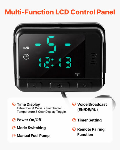 Diesel Air Heater Controller, DC5V Universal Diesel Air Heater Controller Thermostat Switch, Parking Heaters Controllers with LCD Display and Remote Control, Fits for 2KW/5KW/8KW Diesels Heaters