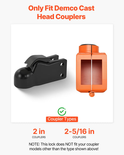 Collar Coupler Lock, Fits 50.6 & 58.6 mm Demco Cast Head Couplers, Trailer Hitch Lock with 3 Keys Secures Security Chains, Rust-resistant, Anti-Theft RV Trailer Locks for RV, Trailer, Boat