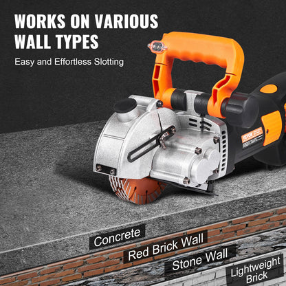 Electric Wall Chaser, Wall Groove Cutting Machine 133mm, Groove Cutting Machine Depth 42mm, Wall Slotting Machine 2500W, Wall Cutting Cutter Machine with Water Pump