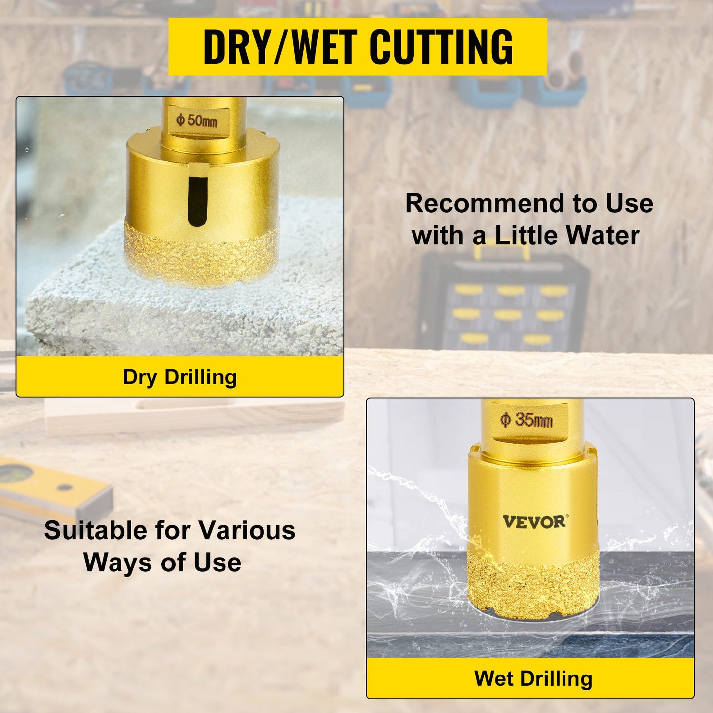 Diamond Holesaw Set 6 PCS Diamond Drill Bits Set with 20mm-68mm Diamond Drill Bits for Ceramic Tile Marble