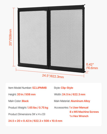RV Screen Door Protector, 622.3 x 508 mm Door Grille, Easy to Install and Disassemble, Reinforced Breathable Protective Mesh, Aluminum Alloy Camper RV Entry Protector for Pet Protection, Black