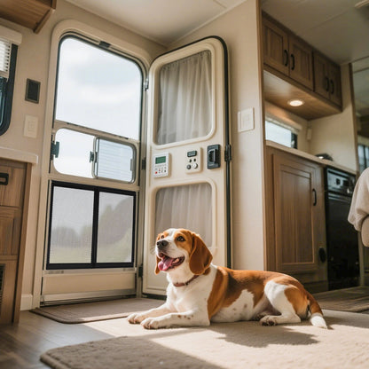 RV Screen Door Protector, 622.3 x 508 mm Door Grille, Easy to Install and Disassemble, Reinforced Breathable Protective Mesh, Aluminum Alloy Camper RV Entry Protector for Pet Protection, Black