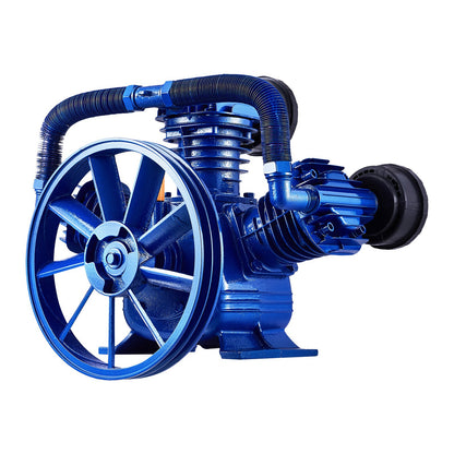 Air Compressor Pump Head, 10HP 17.5CFM @ 90PSI, 3-Cylinder Oil Lubricated Air Compressor Piston Pump Head, Dual Stage V-Type Cast Iron Air Compressor Pump Replacement with Max. 185PSI Pressure