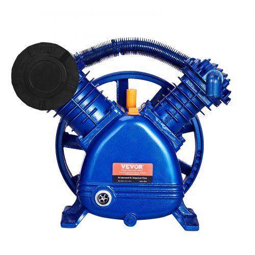Air Compressor Pump Head, 5.5HP 5.75CFM @ 90PSI, Twin Cylinder Oil Lubricated Air Compressor Piston Pump Head, Dual Stage V-Type Cast Iron Air Compressor Pump Replacement with Max. 185PSI Pressure