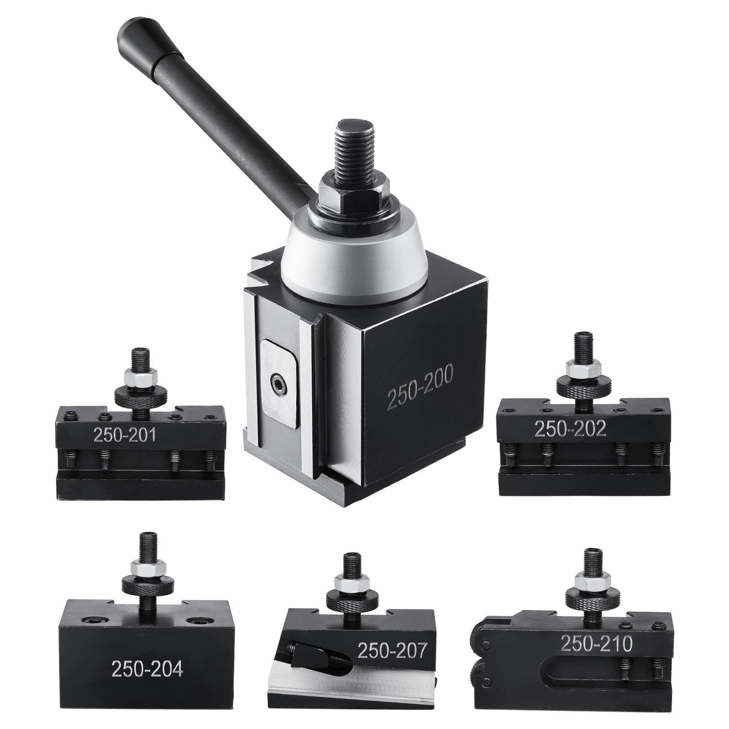 Quick Change Tool Post Set, 6 Pcs, Includes Lathe Tool Holders, Wedge Type Tool Post with Turning Tool Holder Accessories, for Mini Lathe & Metal Lathe 254-381 mm(10"-15") Swing, Durable Steel Material