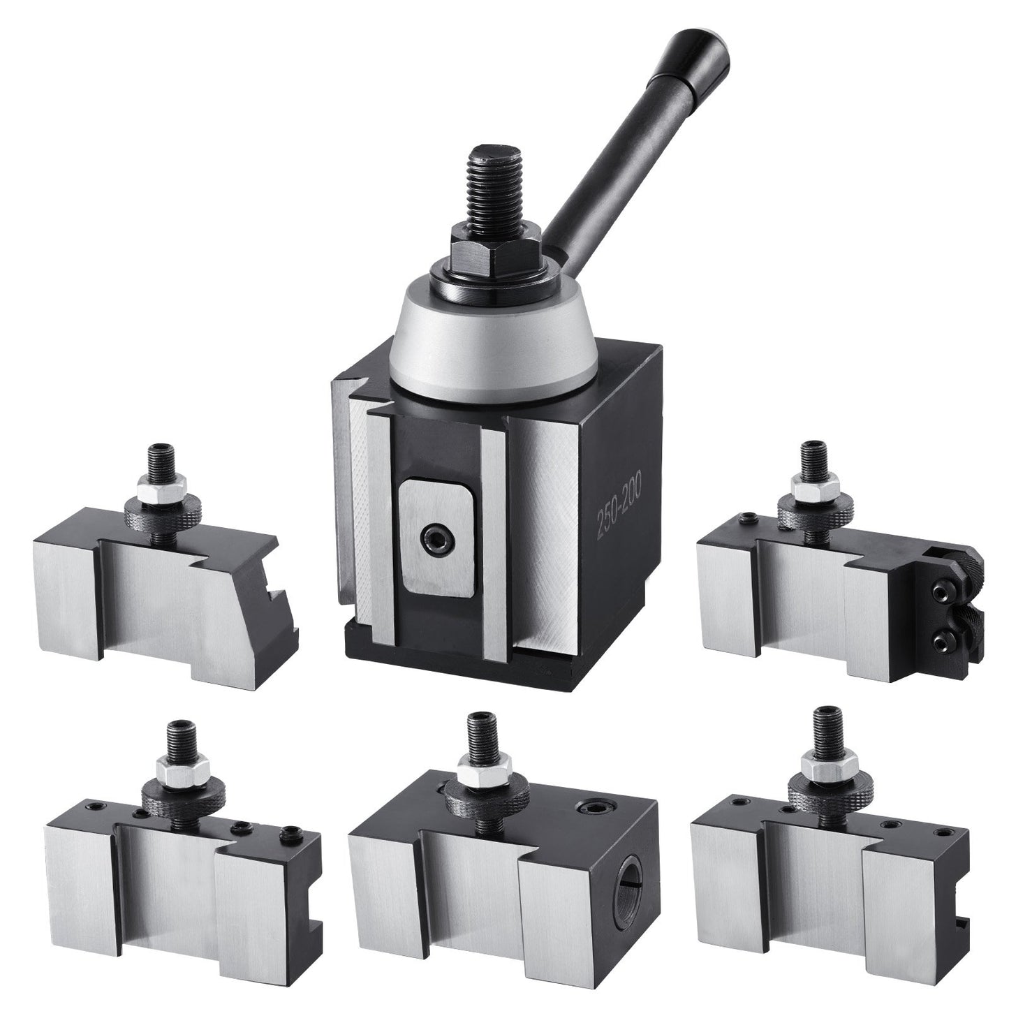 Quick Change Tool Post Set, 6 Pcs, Includes Lathe Tool Holders, Wedge Type Tool Post with Turning Tool Holder Accessories, for Mini Lathe & Metal Lathe 254-381 mm(10"-15") Swing, Durable Steel Material