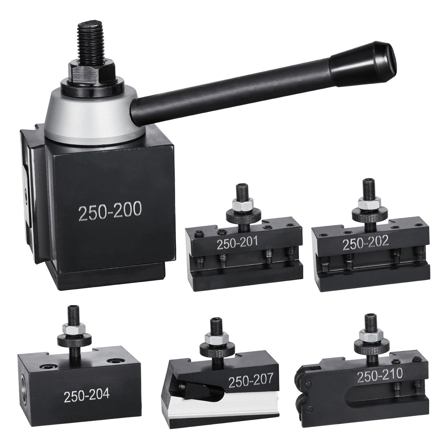 Quick Change Tool Post Set, 6 Pcs, Includes Lathe Tool Holders, Wedge Type Tool Post with Turning Tool Holder Accessories, for Mini Lathe & Metal Lathe 254-381 mm(10"-15") Swing, Durable Steel Material