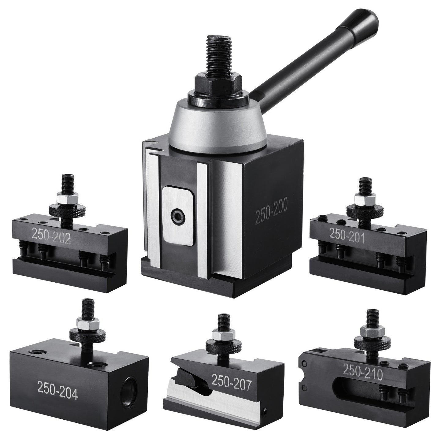 Quick Change Tool Post Set, 6 Pcs, Includes Lathe Tool Holders, Wedge Type Tool Post with Turning Tool Holder Accessories, for Mini Lathe & Metal Lathe 254-381 mm(10"-15") Swing, Durable Steel Material