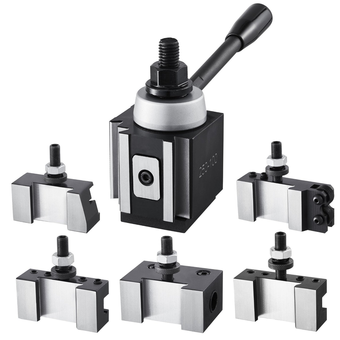 Quick Change Tool Post Set, 6 Pcs, Includes Lathe Tool Holders, Wedge Type Tool Post with Turning Tool Holder Accessories, Fit for Mini Lathe & Metal Lathe 6"-12" Swing, Durable Steel Material