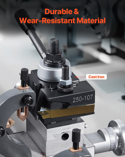 Quick Change Tool Post Set, 8 Pcs, Includes Lathe Tool Holders, Wedge Type Tool Post with Turning Tool Holder Accessories, Fit for Mini Lathe & Metal Lathe 152-305 mm(6"-12") Swing, Durable Steel Material