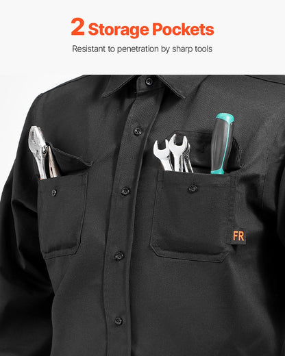 Flame-Resistant Welding Jacket - XL Size, 7oz. FR Cotton Welding Jacket, Machine Washable Heat-Resistant Safety Jacket with Collar, Adjustable Cuffs & Pockets, Meet ATPV 9.2 Cal/cm² Arc Rating