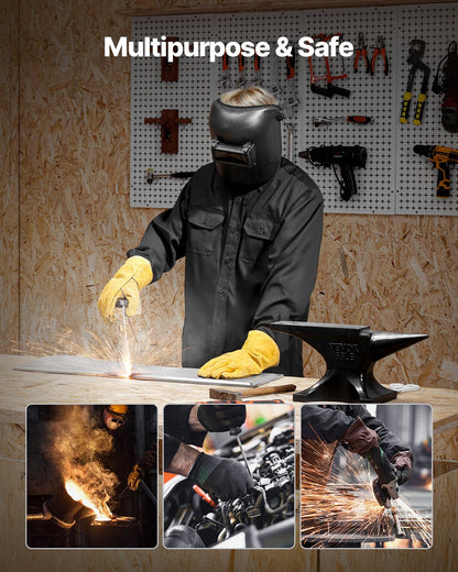 Flame-Resistant Welding Jacket - M Size, 7oz. FR Cotton Welding Jacket, Machine Washable Heat-Resistant Safety Jacket with Collar, Adjustable Cuffs & 2 Pockets, Meet ATPV 9.2 Cal/cm² Arc Rating