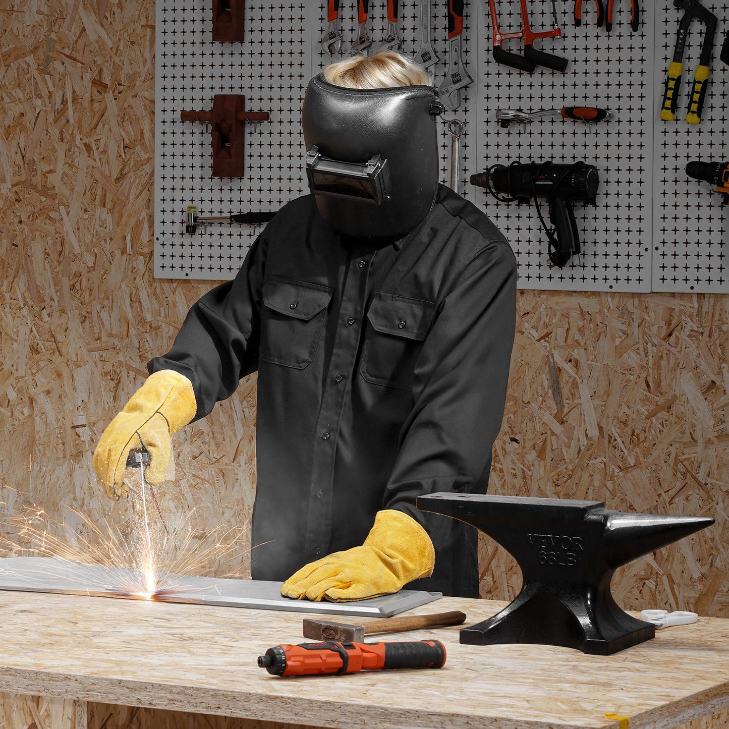 Flame-Resistant Welding Jacket - M Size, 7oz. FR Cotton Welding Jacket, Machine Washable Heat-Resistant Safety Jacket with Collar, Adjustable Cuffs & 2 Pockets, Meet ATPV 9.2 Cal/cm² Arc Rating