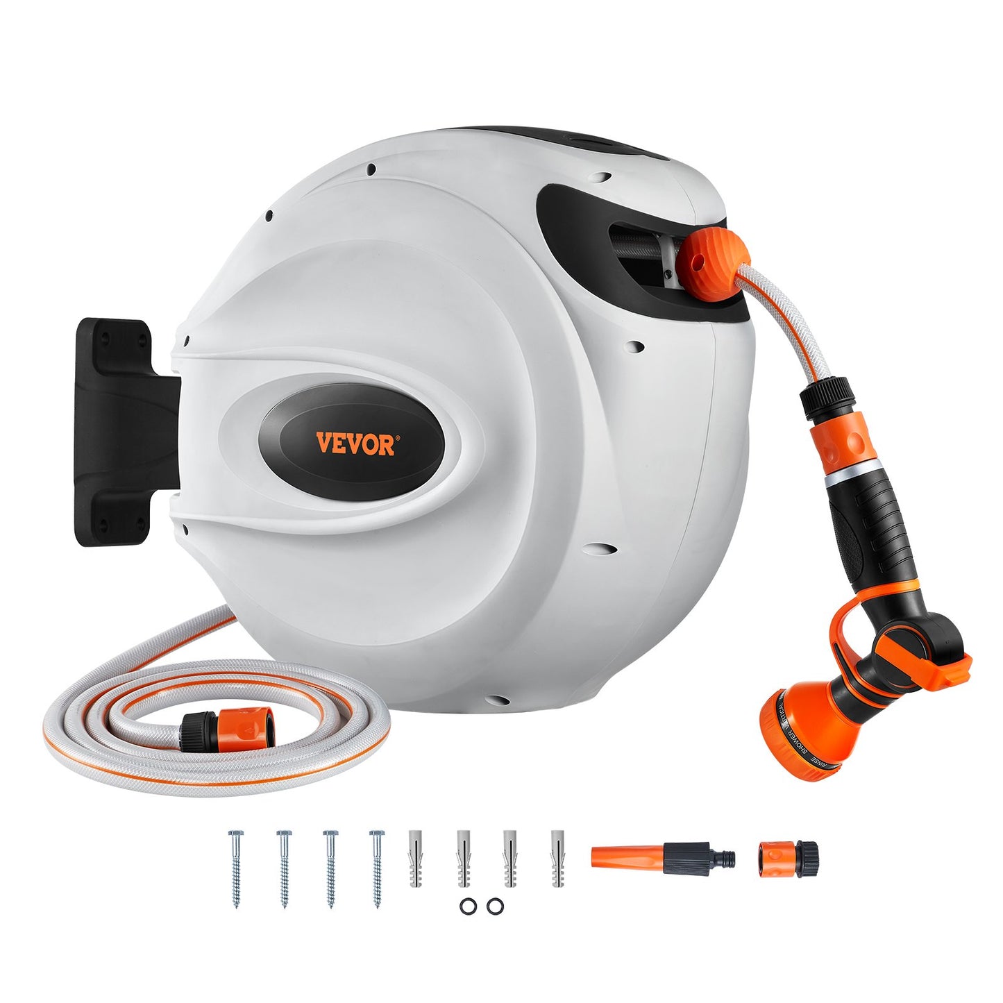 Retractable Hose Reel Water Hose Reel 35m x 1.3cm 180° Swivel Wall-Mounted