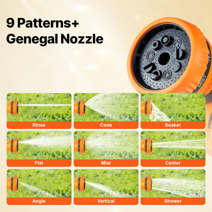 Retractable Garden Hose Reel, 1/2" x 131.23 ft Wall Mounted Hose Reel, Heavy Duty Garden Hose Reel with 9 Patterns Nozzle, Any Length Lock, Auto-Rewind Slow Return System and 180°Swivel Bracket