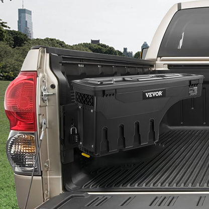 Truck Bed Storage Box, Lockable Lid, Waterproof ABS Wheel Well Tool Box 6.6 Gal/20 L with Password Padlock, Compatible with Tundra 2007-2021, Driver Side, Black