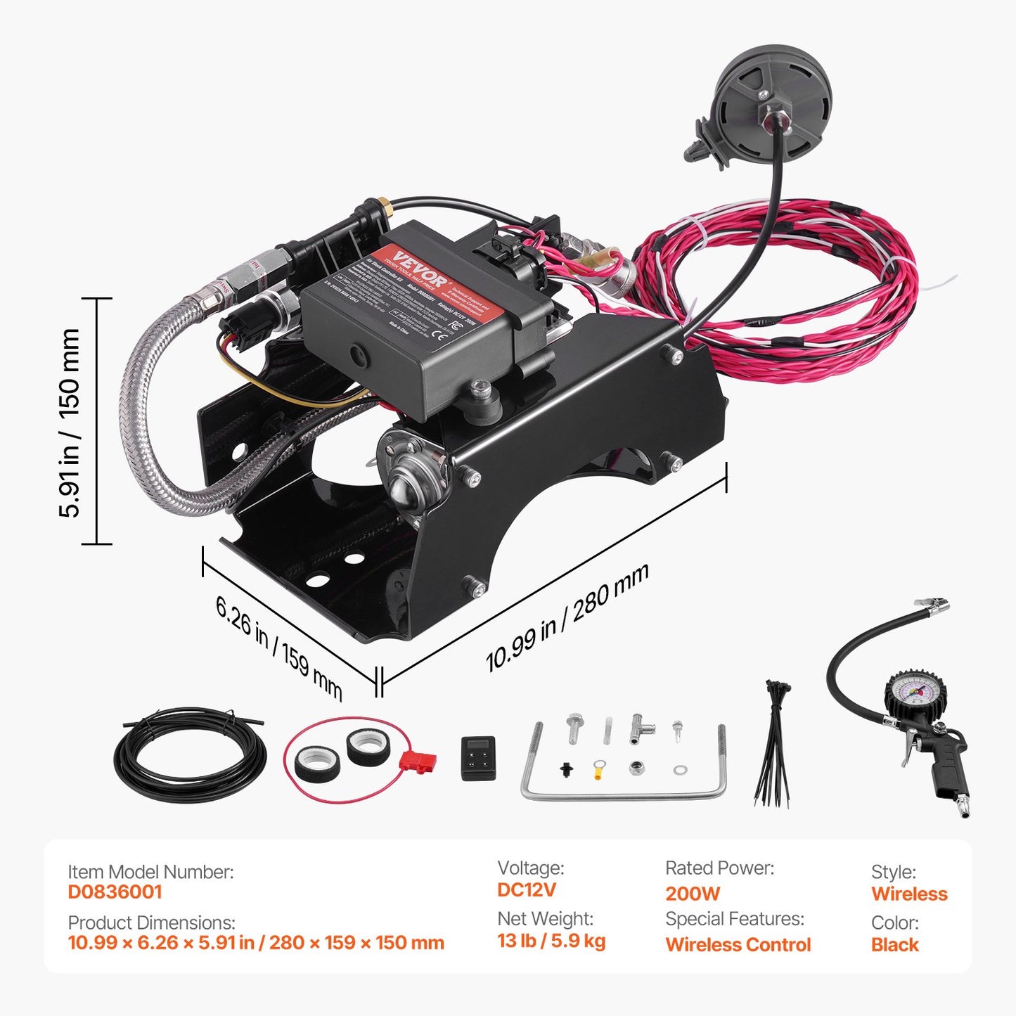 Air Shock Controller Kit, 12V 100PSI Wireless On Board Air Compressor System, App or Remote Control Air Ride Suspension Compressor Kit with Single Path System, Inflator & Air Line for Truck Van