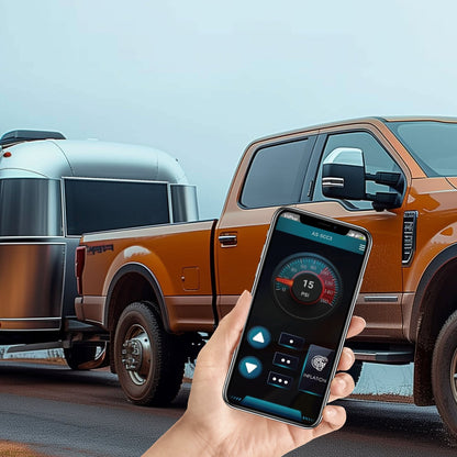 Air Shock Controller Kit, 12V 100PSI Wireless On Board Air Compressor System, App or Remote Control Air Ride Suspension Compressor Kit with Single Path System, Inflator & Air Line for Truck Van