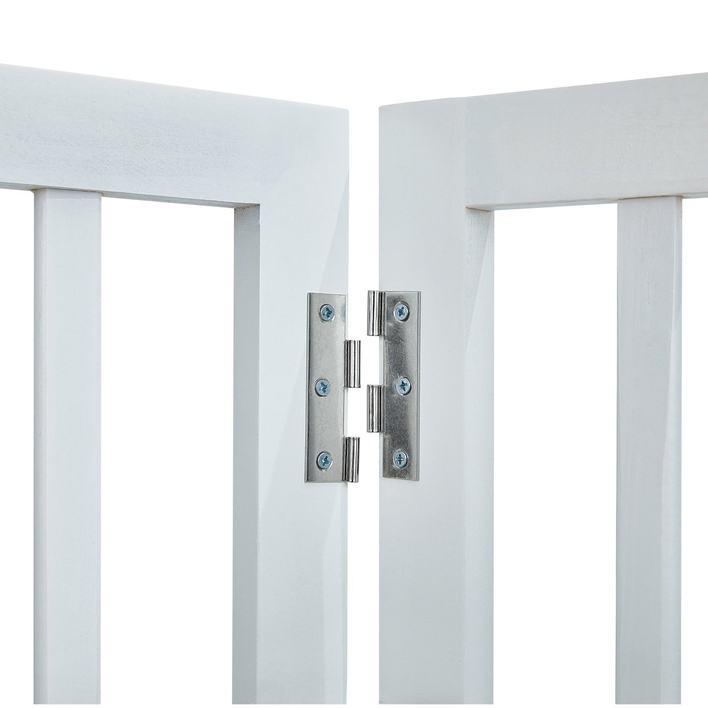 Free Standing Dog Gate, 24" H x 80.3" W Freestanding Pet Gate, 4 Panels Foldable Dog Gate for Wide and Narrow Passageways, Expandable Dog Barrier with Silent Foot Support for Indoor, White