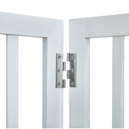 Free Standing Dog Gate, 24" H x 80.3" W Freestanding Pet Gate, 4 Panels Foldable Dog Gate for Wide and Narrow Passageways, Expandable Dog Barrier with Silent Foot Support for Indoor, White