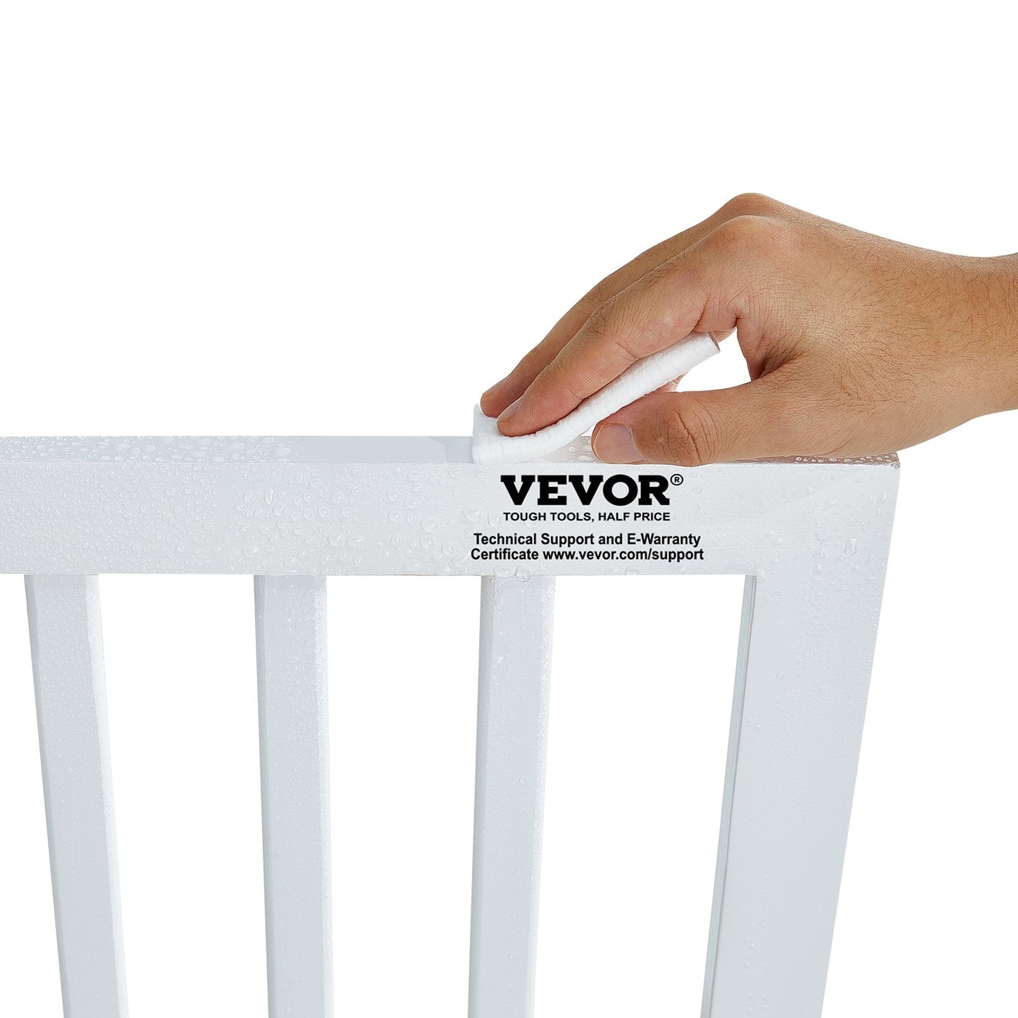 Free Standing Dog Gate, 24" H x 80.3" W Freestanding Pet Gate, 4 Panels Foldable Dog Gate for Wide and Narrow Passageways, Expandable Dog Barrier with Silent Foot Support for Indoor, White