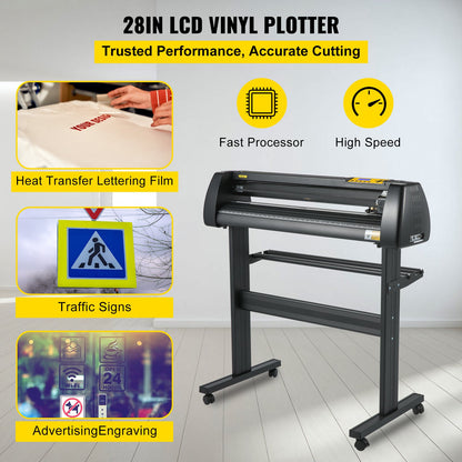Vinyl Cutter Plotter Machine 28” Signmaster Software Sign Making Machine 720mm Paper Feed Vinyl Cutter Plotter with Stand (28” 720mm)