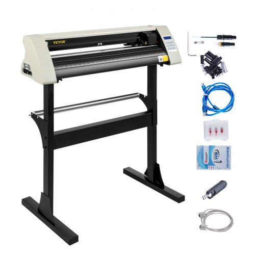 Vinyl Cutter 28 Inch Vinyl Cutter Machine 720mm Paper Feed Vinyl Plotter Cutter Machine with Sturdy Floor Stand for Cutting Paper White