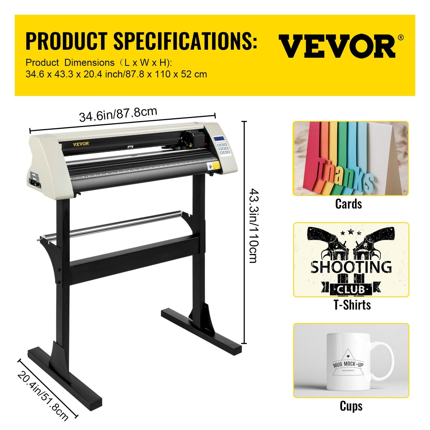 Vinyl Cutter 28 Inch Vinyl Cutter Machine 720mm Paper Feed Vinyl Plotter Cutter Machine with Sturdy Floor Stand for Cutting Paper White