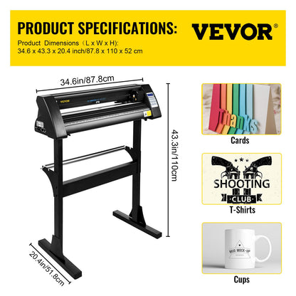 Vinyl Cutter 28 Inch Vinyl Cutter Machine 720mm Paper Feed Vinyl Plotter Cutter Machine with Sturdy Floor Stand for Cutting Paper Black