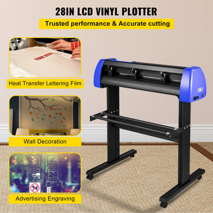 Vinyl Cutter 870mm Vinyl Cutter Machine Maximum Paper Feed 34inch Vinyl Plotter Cutter Machine with Sturdy Floor Stand Adjustable Force and Speed for Sign Making Vinyl Plotter